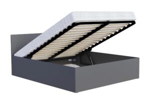 Miniaturka 3 - Łóżko BASEL Lift szare 140×200 – stelaż metalowy uniesiony nad pojemnikiem