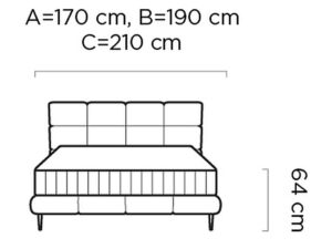 Miniaturka 6 - Rysunek łóżka Celveria z przodu: szerokość 170, 190 lub 210 cm
