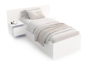 Miniaturka 2 - Białe łóżko Corvina Lift z wiszącymi szafkami nocnymi – ujęcie