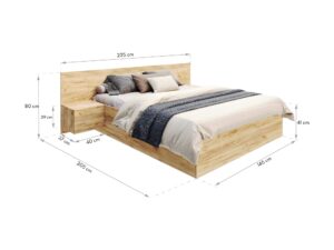 Miniaturka 4 - Schemat wymiarowy łóżka Corvina Lift dla powierzchni spania 140×200 cm