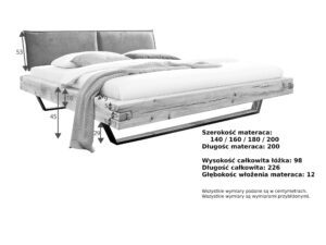 Miniaturka 4 - Łóżko dębowe Dorven na metalowych płozach z zagłówkiem – zdjęcie 5