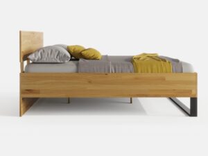Miniaturka 2 - Łóżko dębowe Nexor 200x200 cm z czarnym panelem – zdjęcie 2