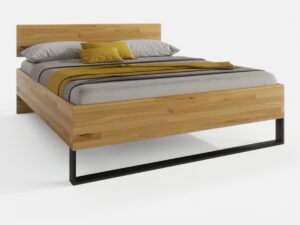 Miniaturka 5 - Łóżko dębowe Nexor 200x200 cm z czarnym panelem – zdjęcie 5
