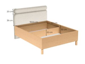 Miniaturka 4 - Łóżko Dunvelo 160×200 – schemat pojemnika na pościel i zagłówka