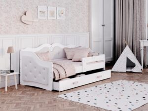 Miniaturka 4 - Białe łóżko Emi T G z otwartą szufladą w pokoju dziewczynki