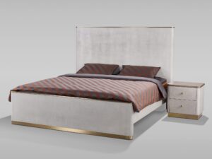 Miniaturka 4 - Łóżko Eleganza kaszmirowe 180 × 200 cm obok szafki nocnej