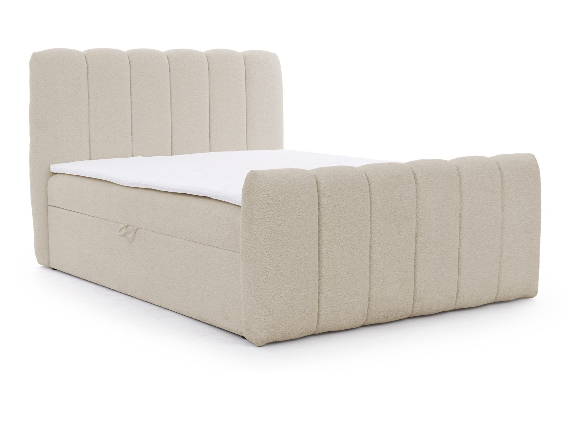 Łóżko Isoletta z tapicerowanym podnóżkiem na jasnym tle