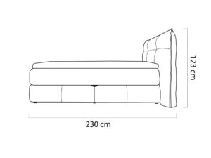 Miniaturka 7 - Rysunek wymiarowy łóżka Carmivaro z boku – długość 230 cm, wysokość 123 cm