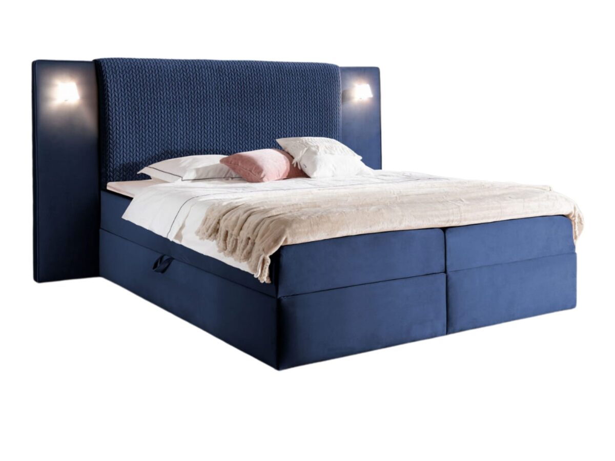 Łóżko kontynentalne z materacem i szerokim zagłówkiem Montessa
