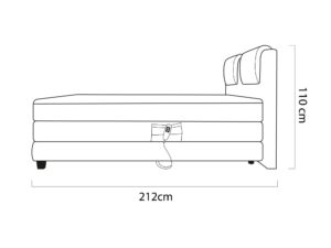 Miniaturka 5 - Rysunek boczny łóżka Wavero – długość 212 cm, wysokość z zagłówkiem 110 cm