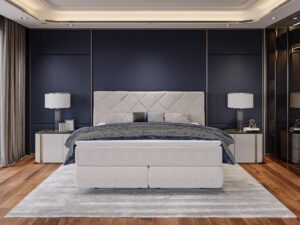 Miniaturka 1 - Łóżko kontynentalne z materacem kieszeniowym Trezzaro 140–180x200 cm w aranżacji wnętrza