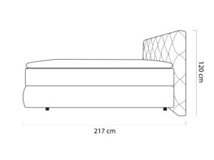 Miniaturka 5 - Wymiary – Łóżko kontynentalne z materacem kieszeniowym Trezzaro 140–180x200 cm