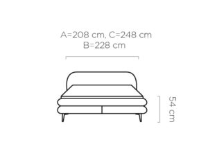 Miniaturka 8 - Wymiary – Łóżko kontynentalne z materacem Ovello 140–180x200 cm