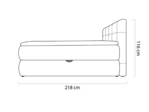 Miniaturka 5 - Rysunek wymiarowy łóżka kontynentalnego Grandavio – długość 218 cm, wysokość 116 cm