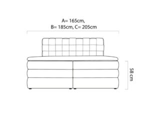 Miniaturka 6 - Wymiary – Łóżko kontynentalne z pojemnikiem Gustavio 140–180x200 cm