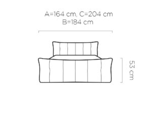 Miniaturka 9 - Wymiary – Łóżko kontynentalne z pojemnikiem Sofivella 140–180 × 200 cm