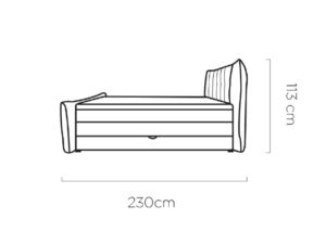 Miniaturka 8 - Wymiary – Łóżko kontynentalne z pojemnikiem Sofivella 140–180 × 200 cm