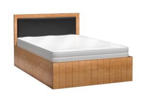 Miniaturka 1 - Łóżko Lavinia 140x200 dąb karmel z czarnym tapicerowanym zagłówkiem