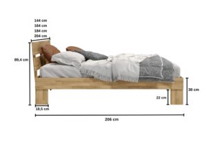 Miniaturka 2 - Łóżko dębowe Limaro 140–200 × 200 cm dąb naturalny – zdjęcie 2