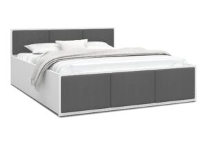 Miniaturka 3 - Łóżko Limone biało-grafitowe 140×200 – tapicerowany front i zagłówek