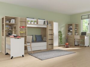 Miniaturka 1 - Łóżko piętrowe z regałem Simi 204 cm – zdjęcie 2