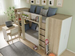 Miniaturka 3 - Łóżko piętrowe z regałem Simi 204 cm – zdjęcie 4