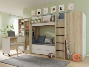 Miniaturka 4 - Łóżko piętrowe z regałem Simi 204 cm – zdjęcie 5