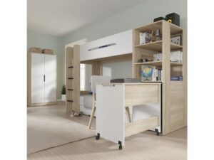 Miniaturka 4 - Łóżko piętrowe z szufladą Simi L 204 cm sonoma/biały, craft/grafit – zdjęcie 5