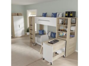 Miniaturka 3 - Łóżko piętrowe z szufladą Simi L 204 cm sonoma/biały, craft/grafit – zdjęcie 4