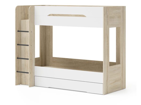 Łóżko piętrowe z szufladą Simi L 204 cm sonoma/biały, craft/grafit