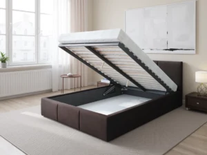 Miniaturka 4 - Łóżko tapicerowane Verano z pojemnikiem – tkanina brązowa