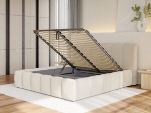 Miniaturka 3 - Łóżko tapicerowane z metalowym stelażem Lundavio 140–180x200 cm w aranżacji wnętrza 2