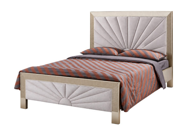 Łóżko tapicerowane z promienistym pikowaniem 160×200 cm beżowe Eleganza — widok produktu na białym tle