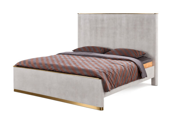Łóżko tapicerowane z wysokim zagłówkiem 180×200 cm kaszmirowe Eleganza — widok produktu na białym tle