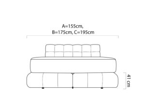 Miniaturka 5 - Wymiary – Łóżko tapicerowane z wysokim zagłówkiem Nobivio 140–180x200 cm