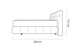 Miniaturka 4 - Wymiary – Łóżko tapicerowane z wysokim zagłówkiem Nobivio 140–180x200 cm