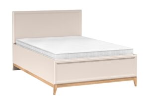 Miniaturka 6 - Łóżko Velvara 140×200 kaszmir i dąb naturalny – widok ukośny
