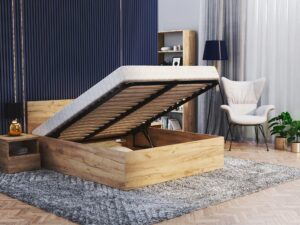 Miniaturka 8 - Łóżko z metalowym stelażem podnoszonym BASEL Lift – dąb craft w aranżacji wnętrza