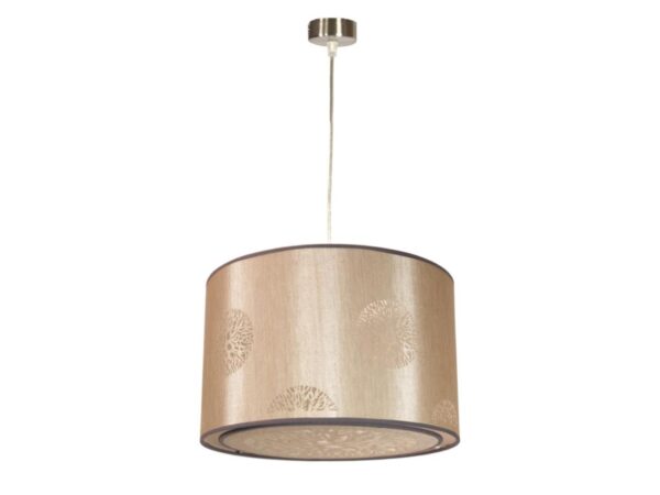 Lampa wisząca Lumilia beżowa z ażurowym cylindrycznym abażurem