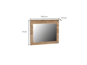 Miniaturka 3 - Lustro Ambrina Kraft złoty, rysunek wymiarowy 126,5 × 77 cm i głębokość 5,5 cm