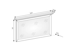 Miniaturka 4 - Lustro Ambrina Kraft złoty, schemat ramy i profilowanej listwy górnej 127 cm