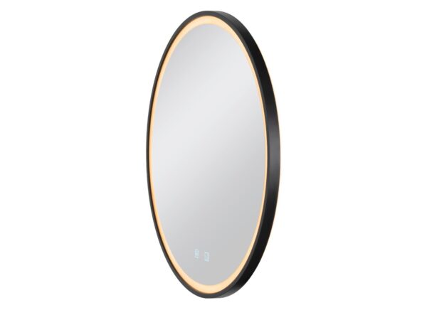 Okrągłe lustro Trukko WL 60 LED z czarną krawędzią na białym tle