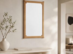 Miniaturka 2 - Lustro wiszące Daverna z litego dębu, jasna naturalna rama 73 × 103 cm