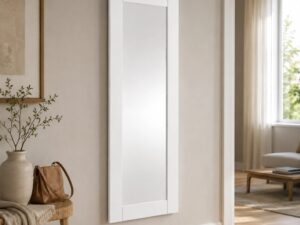 Miniaturka 1 - Duże lustro wiszące Ingrid w białej ramie w aranżacji