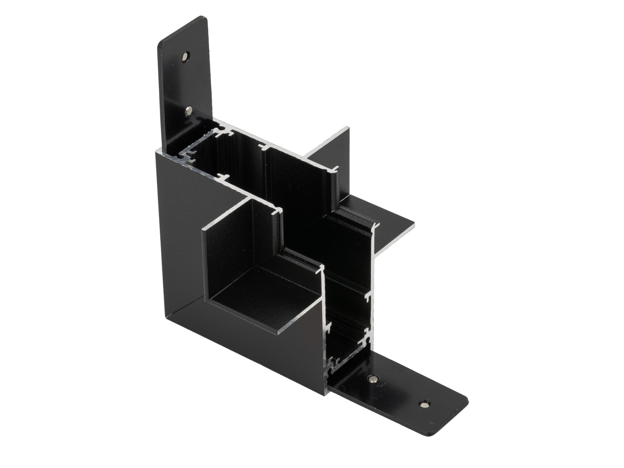 Czarny łącznik kątowy wewnętrzny Magnetic Easy do szyny podtynkowej