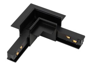 Miniaturka 1 - Czarny łącznik L Flex Magnetic Easy do szyny podtynkowej na białym tle