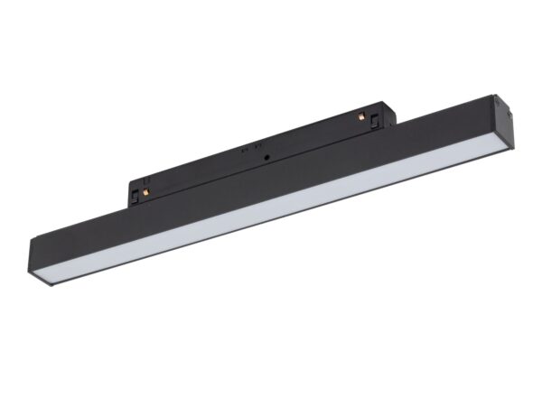 Czarny moduł liniowy Magnetic Easy Line LED 12 W na białym tle