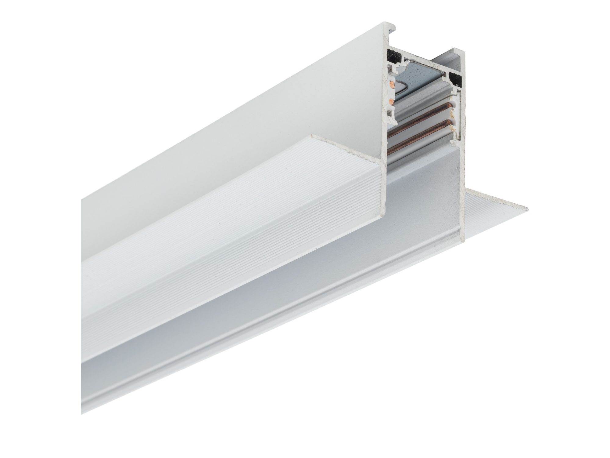Magnetic Easy Szyna 2M podtynkowa biała, przekrój profilu aluminiowego