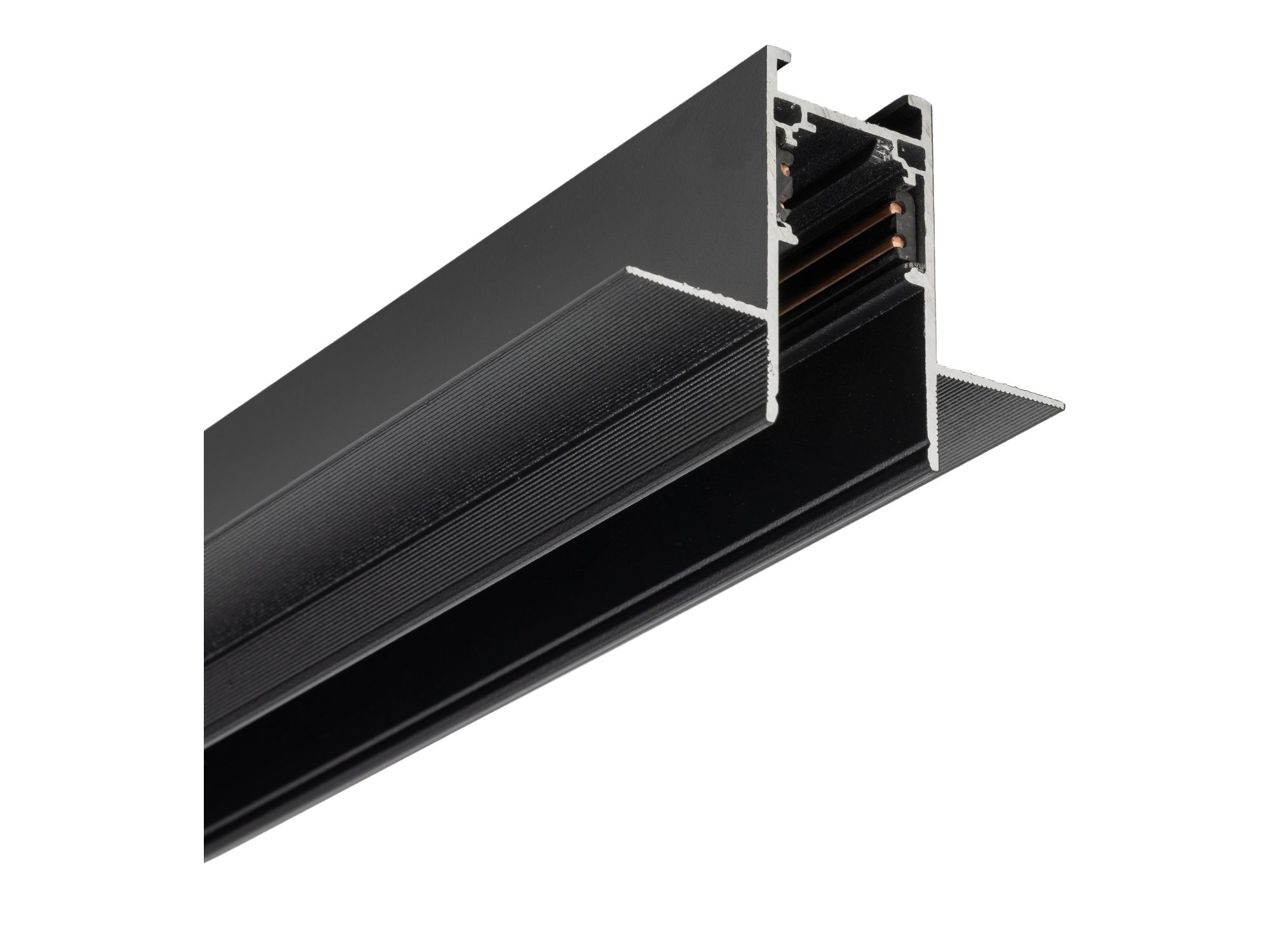 Magnetic Easy Szyna 2M podtynkowa czarna, przekrój profilu aluminiowego