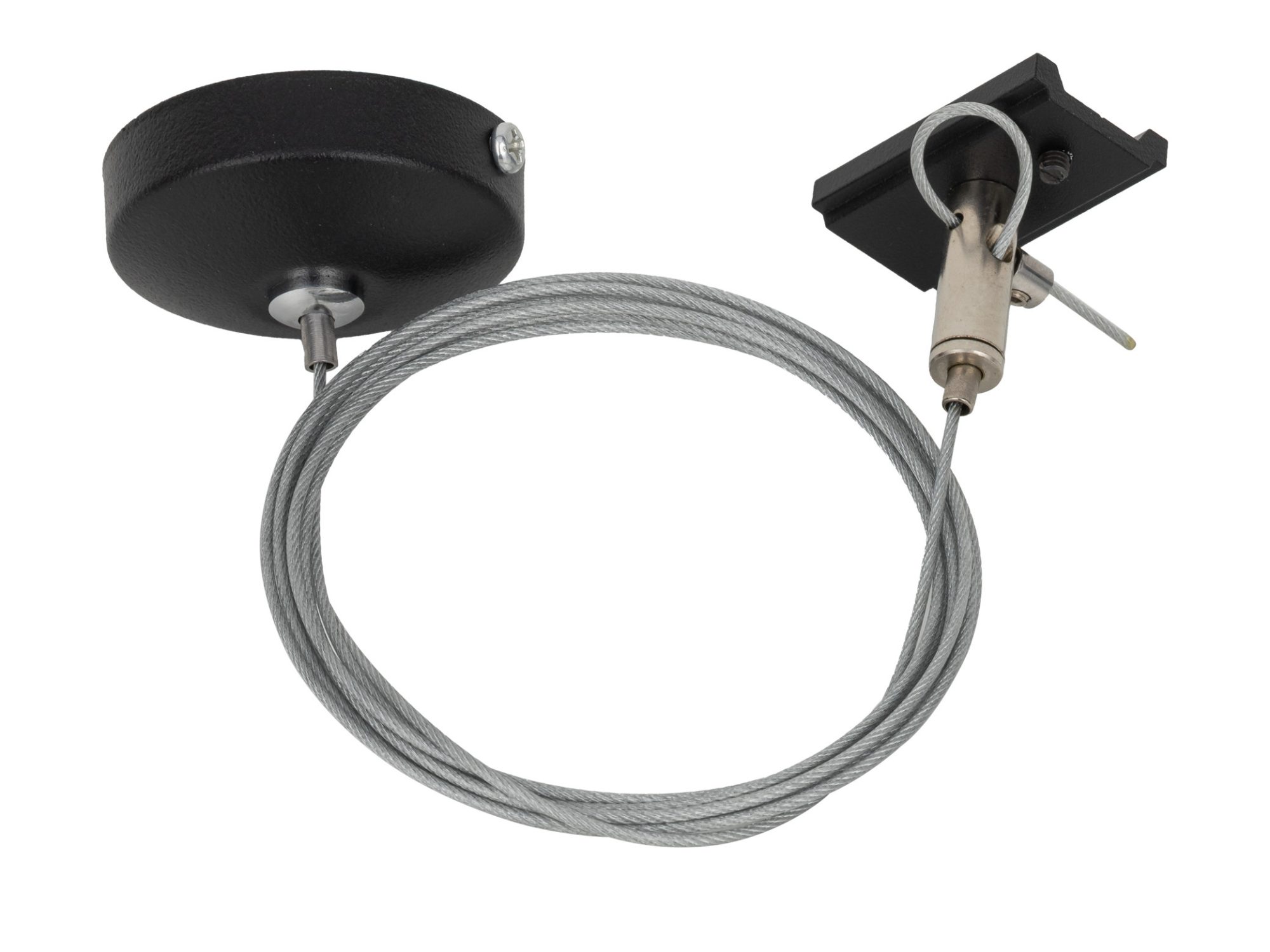 Magnetic Easy Zestaw Podwieszany 2M czarny, kompletna rozeta, linka i zaczep na białym tle